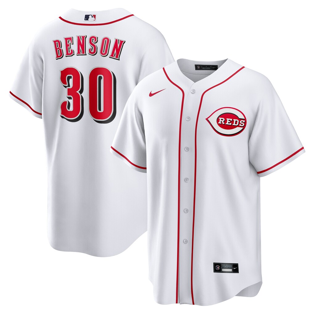 Men's Cincinnati Reds Will Benson Nike White Home Replica Jersey - Ujersey