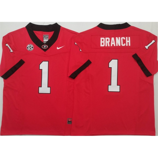 Men's Georgia Bulldogs #1 Zachariah Branch Red 2025 F.U.S.E. Stitched Jersey - Ujersey