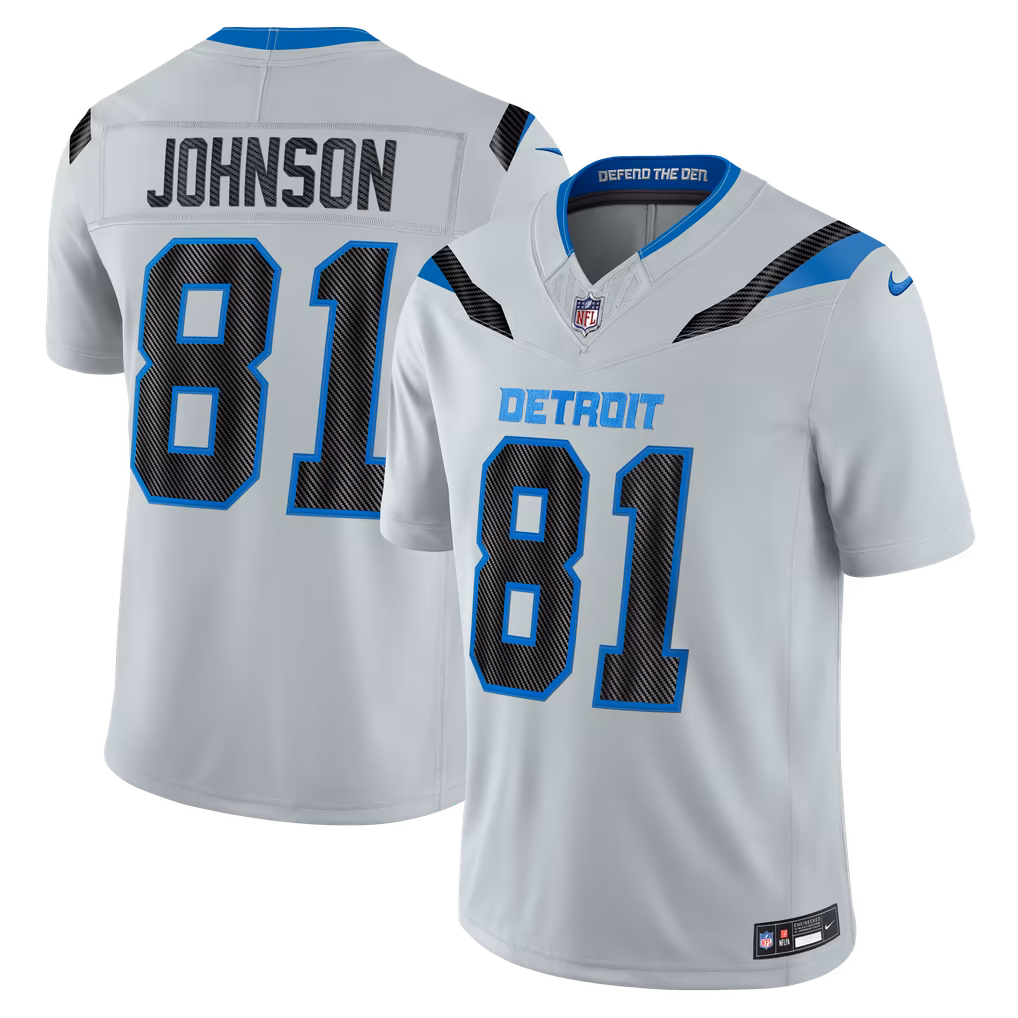Men's Detroit Lions Calvin Johnson Nike Silver 2026 Rivalries Collection Stitched Limited Jersey - U-jersey