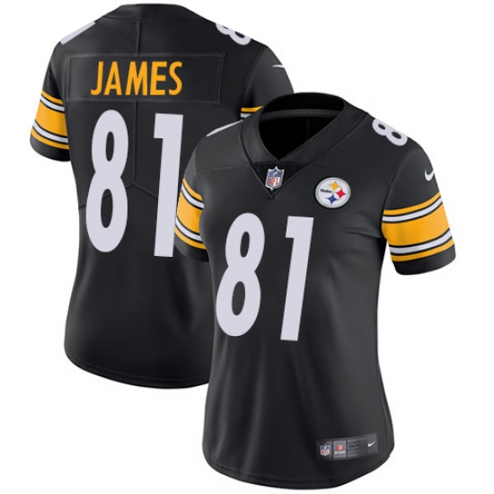 Women's Nike Pittsburgh Steelers #81 Jesse James Black Team Color Vapor Untouchable Limited Player NFL Jersey - Ujersey