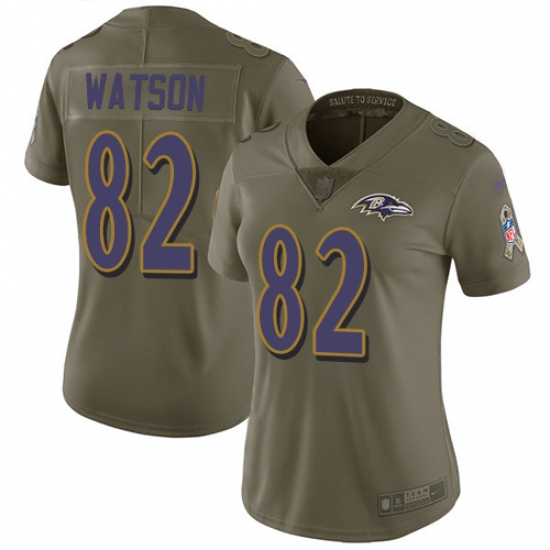 Women's Nike Baltimore Ravens #82 Benjamin Watson Limited Olive 2017 Salute to Service NFL Jersey - Ujersey
