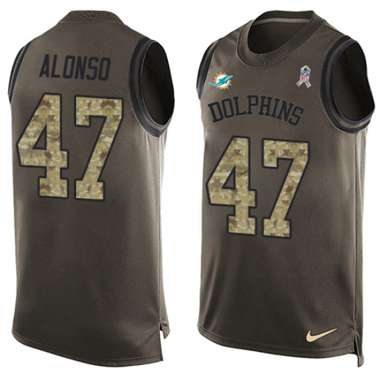 Men's Nike Miami Dolphins #47 Kiko Alonso Limited Green Salute to Service Tank Top NFL Jersey - Ujersey