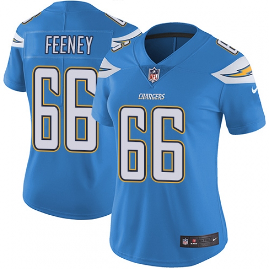 Women's Nike Los Angeles Chargers #66 Dan Feeney Electric Blue Alternate Vapor Untouchable Limited Player NFL Jersey - Ujersey