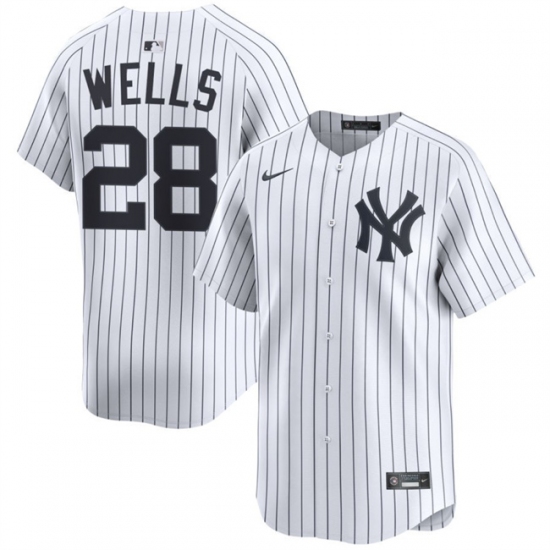 Men's New York Yankees #28 Austin Wells White 2025 Home Limited Stitched Baseball Jersey - Ujersey