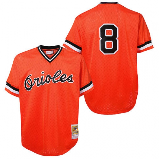 Men's Mitchell and Ness Baltimore Orioles #8 Cal Ripken Authentic Orange Throwback MLB Jersey - Ujersey