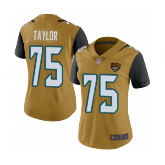 Women's Jacksonville Jaguars #75 Jawaan Taylor Limited Gold Rush Vapor Untouchable Football Jersey - Ujersey