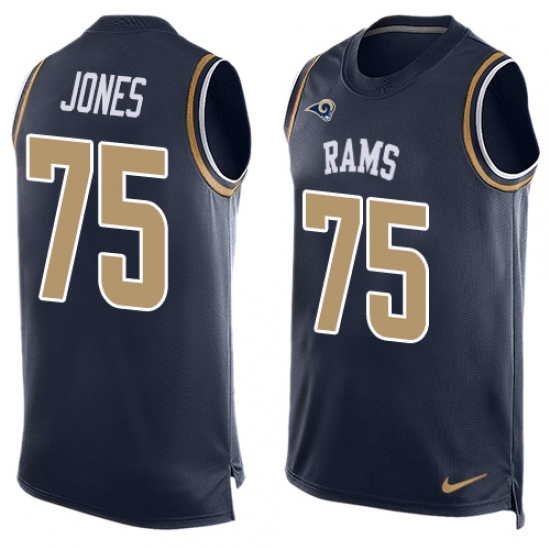 Men's Nike Los Angeles Rams #75 Deacon Jones Limited Navy Blue Player Name & Number Tank Top NFL Jersey - Ujersey