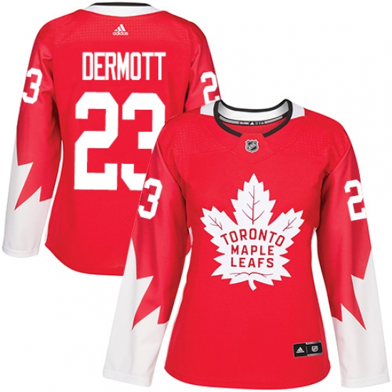 Women's Adidas Toronto Maple Leafs #23 Travis Dermott Authentic Red Alternate NHL Jersey - Ujersey