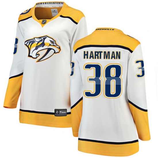 Women's Nashville Predators #38 Ryan Hartman Fanatics Branded White Away Breakaway NHL Jersey