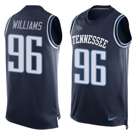 Men's Nike Tennessee Titans #96 Sylvester Williams Limited Navy Blue Player Name & Number Tank Top Tank Top NFL Jersey - Ujersey