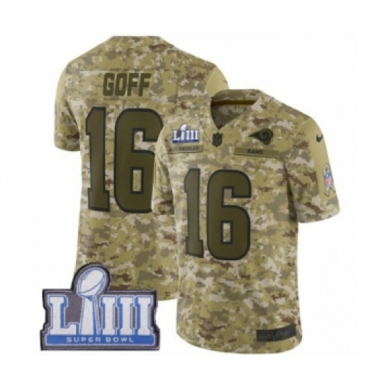 Men's Nike Los Angeles Rams #16 Jared Goff Limited Camo 2018 Salute to Service Super Bowl LIII Bound NFL Jersey - Ujersey