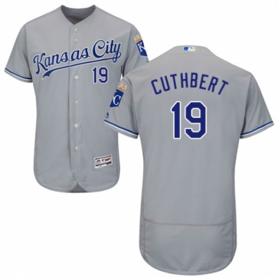 Men's Majestic Kansas City Royals #19 Cheslor Cuthbert Grey Road Flex Base Authentic Collection MLB Jersey - Ujersey