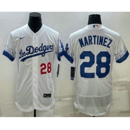 Men's Los Angeles Dodgers #28 JD Martinez Number White 2022 City Connect Flex Base Stitched Jersey - Ujersey