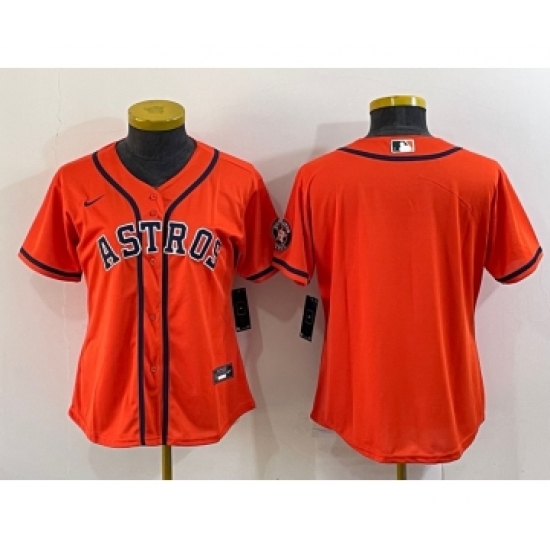 Women's Houston Astros Blank Orange With Patch Stitched MLB Cool Base Nike Jersey - Ujersey