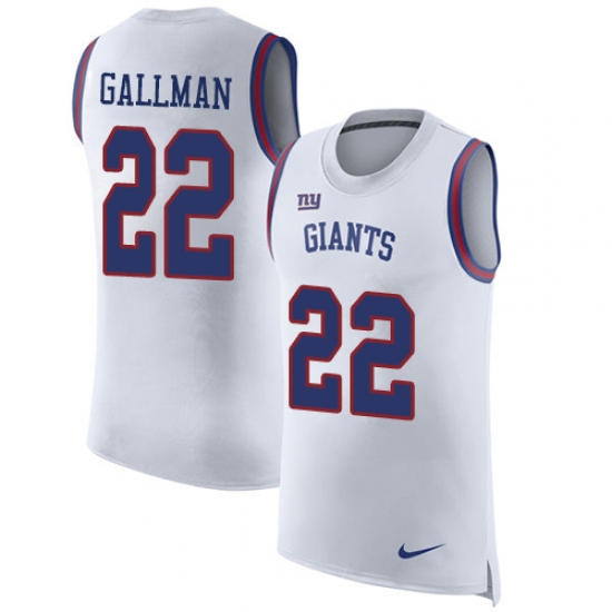 Men's Nike New York Giants #22 Wayne Gallman White Rush Player Name & Number Tank Top NFL Jersey - Ujersey