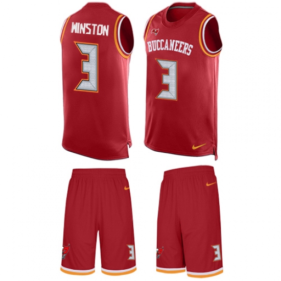 Men's Nike Tampa Bay Buccaneers #3 Jameis Winston Limited Red Tank Top Suit NFL Jersey