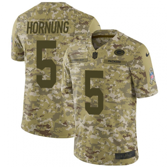 Men's Nike Green Bay Packers #5 Paul Hornung Limited Camo 2018 Salute to Service NFL Jersey - Ujersey
