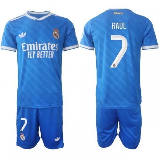 Men Real Madrid 2026 Soccer Jerseys Blue #7 RAUL