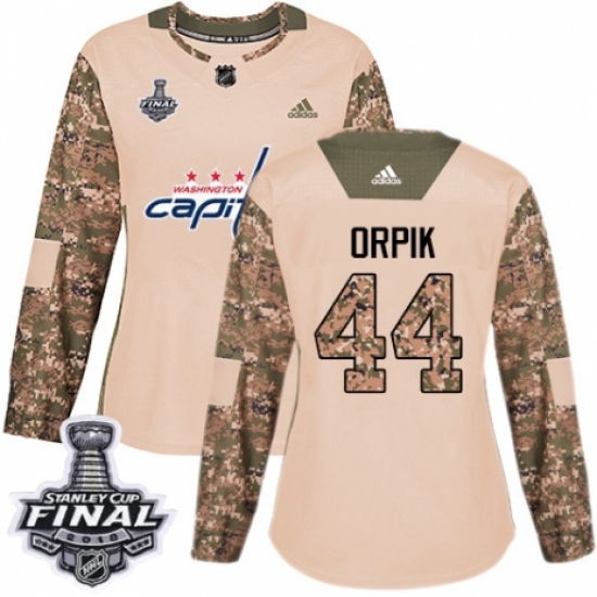 Women's Adidas Washington Capitals #44 Brooks Orpik Authentic Camo Veterans Day Practice 2018 Stanley Cup Final NHL Jersey - Ujersey