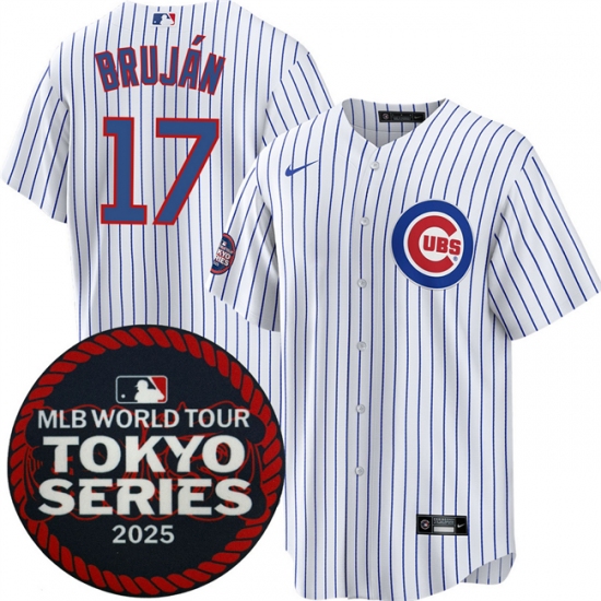 Men's Chicago Cubs #17 Vidal Bruján White 2025 World Tour Tokyo Series Home Stitched Baseball Jersey - Ujersey