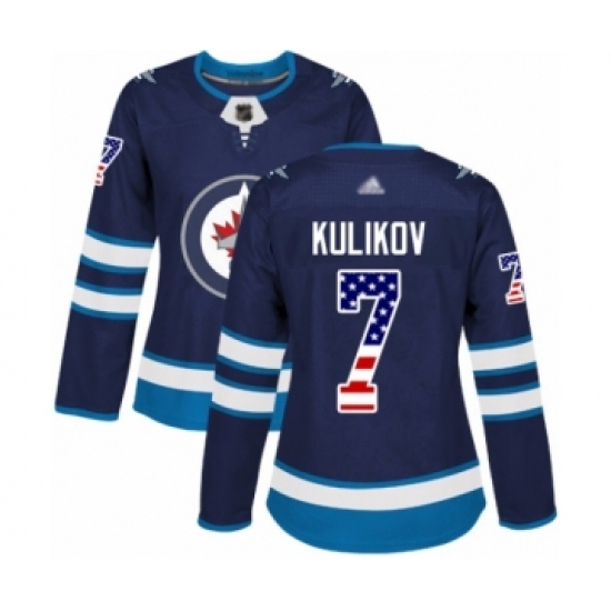 Women's Winnipeg Jets #7 Dmitry Kulikov Authentic Navy Blue USA Flag Fashion Hockey Jersey - Ujersey