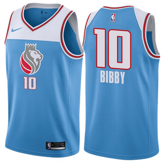 Men's Nike Sacramento Kings #10 Mike Bibby Authentic Blue NBA Jersey - City Edition - Ujersey