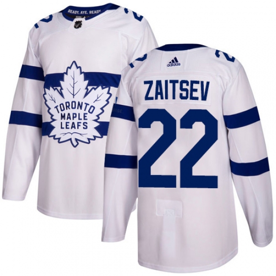 Men's Adidas Toronto Maple Leafs #22 Nikita Zaitsev Authentic White 2018 Stadium Series NHL Jersey - Ujersey