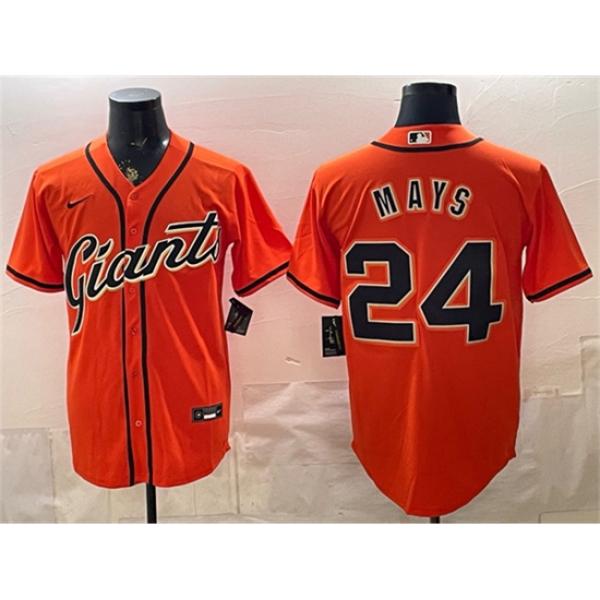 Men's San Francisco Giants #24 Willie Mays Orange Cool Base Stitched Baseball Jersey