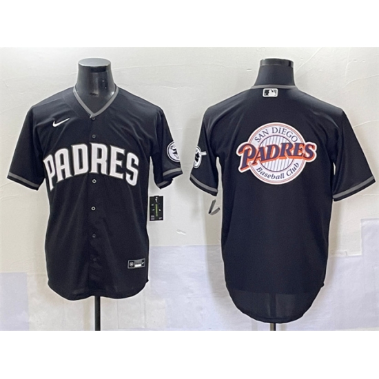 Men's San Diego Padres Team Big Logo Black Stitched Baseball Jersey - Ujersey