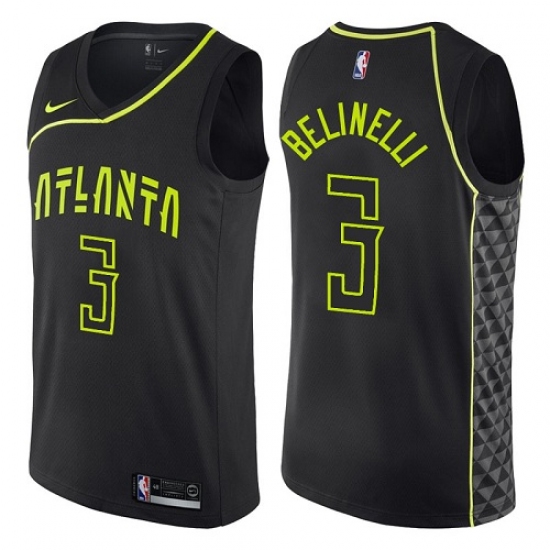 Men's Nike Atlanta Hawks #3 Marco Belinelli Swingman Black NBA Jersey - City Edition - Ujersey