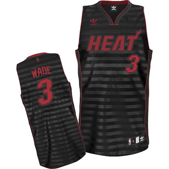 Men's Adidas Miami Heat #3 Dwyane Wade Swingman Black/Grey Groove NBA Jersey - Ujersey