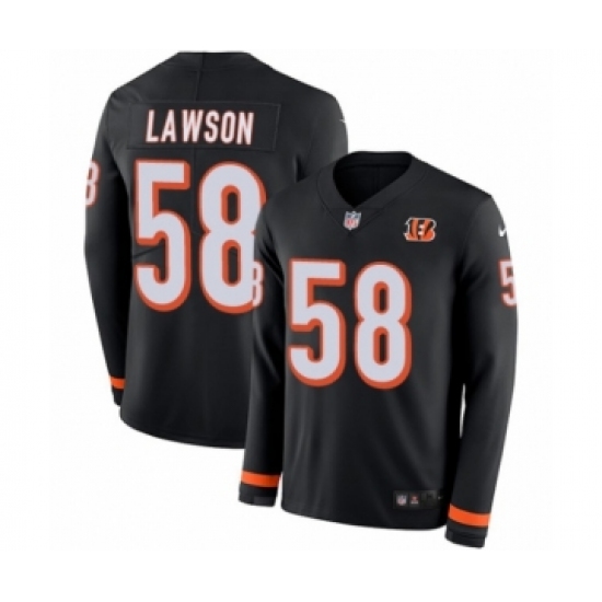 Youth Nike Cincinnati Bengals #58 Carl Lawson Limited Black Therma Long Sleeve NFL Jersey - Ujersey