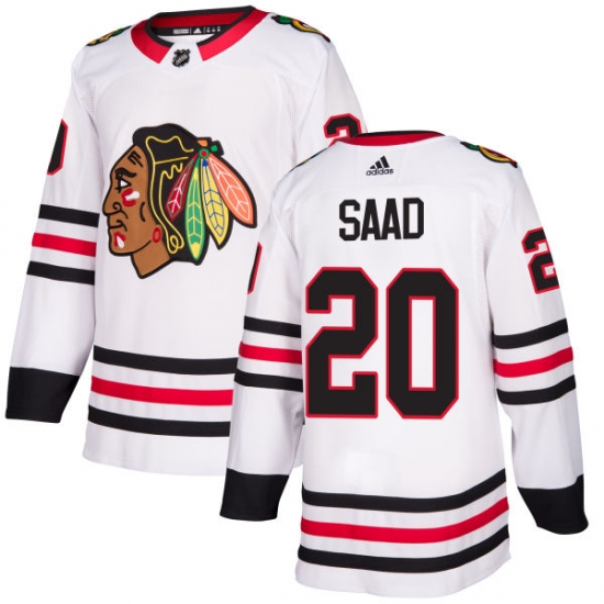 Men's Adidas Chicago Blackhawks #20 Brandon Saad Authentic White Away NHL Jersey - Ujersey