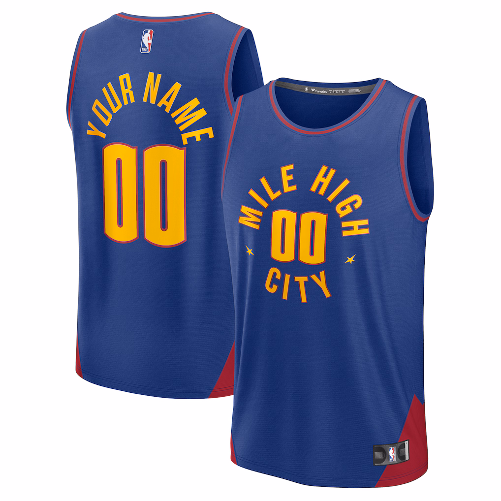 Men's Denver Nuggets Fanatics Blue Fast Break Custom Jersey - Statement Edition - Ujersey Shop