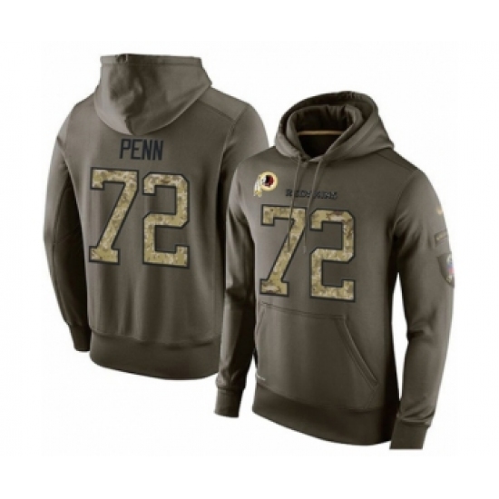 Football Men's Washington Redskins #72 Donald Penn Green Salute To Service Pullover Hoodie - Ujersey