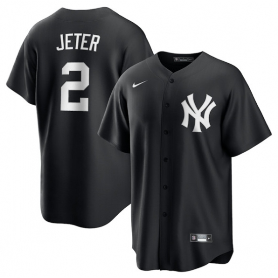Men's New York Yankees #2 Derek Jeter Black Lights Out Limited Stitched Baseball Jersey - Ujersey