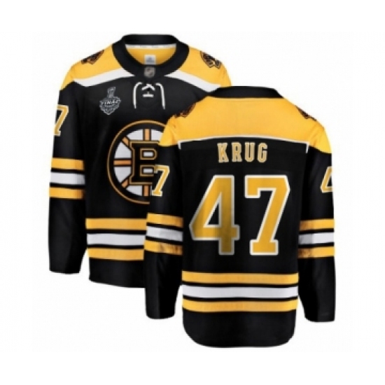Men's Boston Bruins #47 Torey Krug Authentic Black Home Fanatics Branded Breakaway 2019 Stanley Cup Final Bound Hockey Jersey - Ujersey