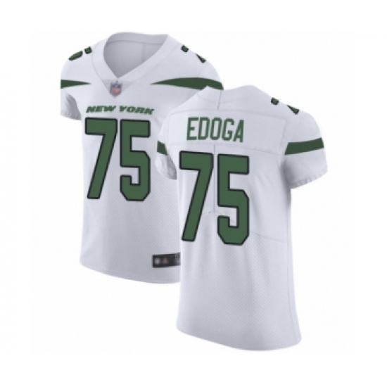 Men's New York Jets #75 Chuma Edoga White Vapor Untouchable Elite Player Football Jersey - Ujersey