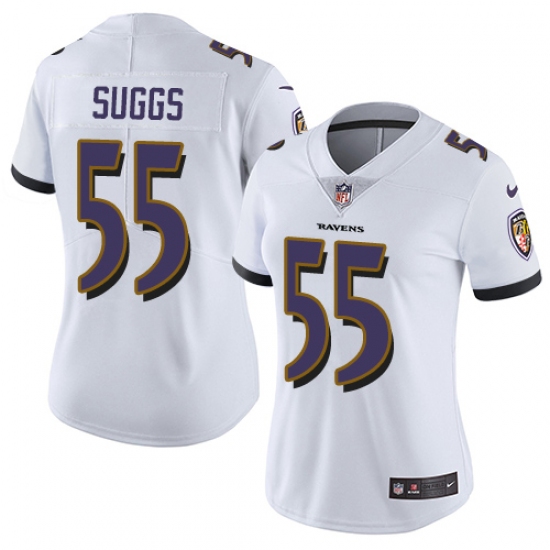 Women's Nike Baltimore Ravens #55 Terrell Suggs White Vapor Untouchable Limited Player NFL Jersey - Ujersey