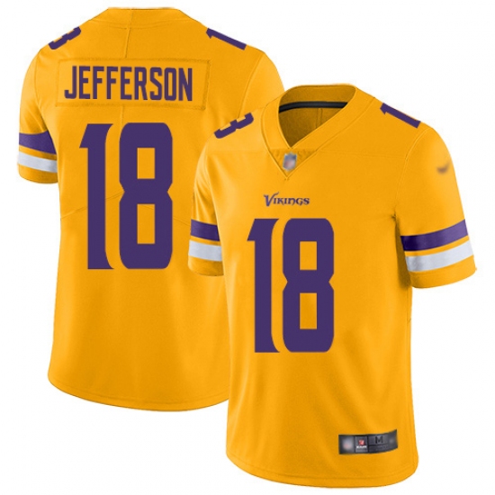 Men's Minnesota Vikings #18 Justin Jefferson Gold Stitched NFL Limited Inverted Legend Jersey - Ujersey