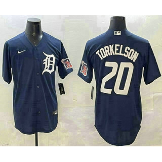 Men's Detroit Tigers #20 Spencer Torkelson Navy With Cool Base Stitched Jersey - Ujersey