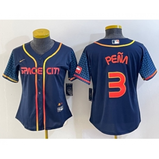Women's Houston Astros #3 Jeremy Pena 2022 Navy Blue City Connect Cool Base Stitched Jersey - Ujersey