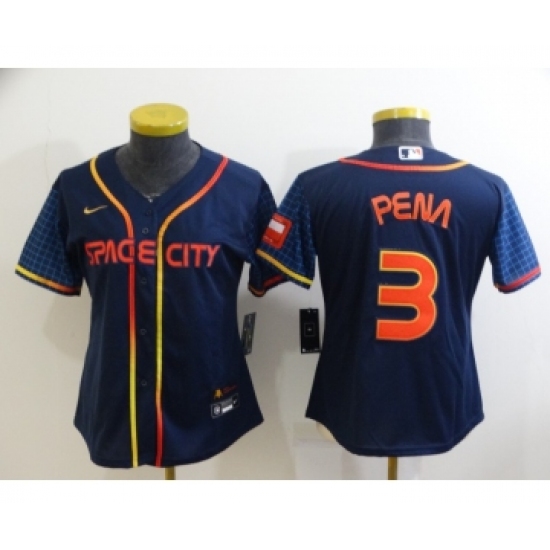 Women's Houston Astros #3 Jeremy Pena 2022 Navy Blue City Connect Flex Base Stitched Baseball Jersey - Ujersey