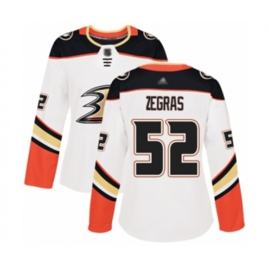 Women's Anaheim Ducks #52 Trevor Zegras Authentic White Away Hockey Jersey - Ujersey