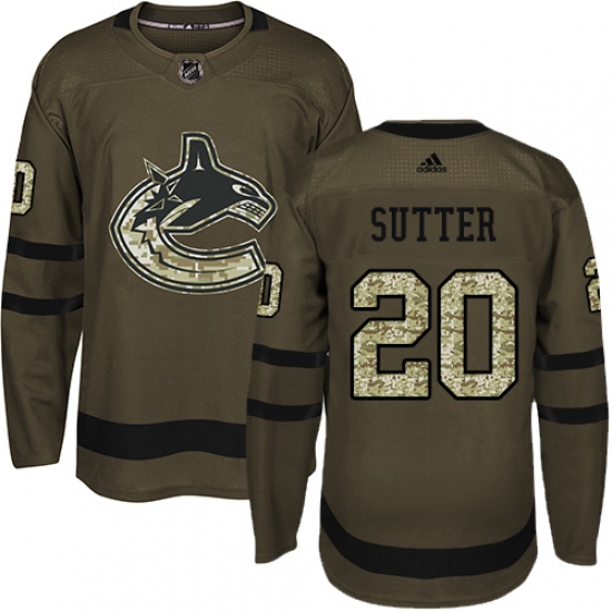 Men's Adidas Vancouver Canucks #20 Brandon Sutter Premier Green Salute to Service NHL Jersey - Ujersey
