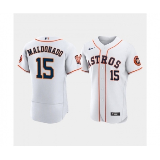 Men's Houston Astros #15 Martín Maldonado White 60th Anniversary Flex Base Stitched Baseball Jersey - Ujersey