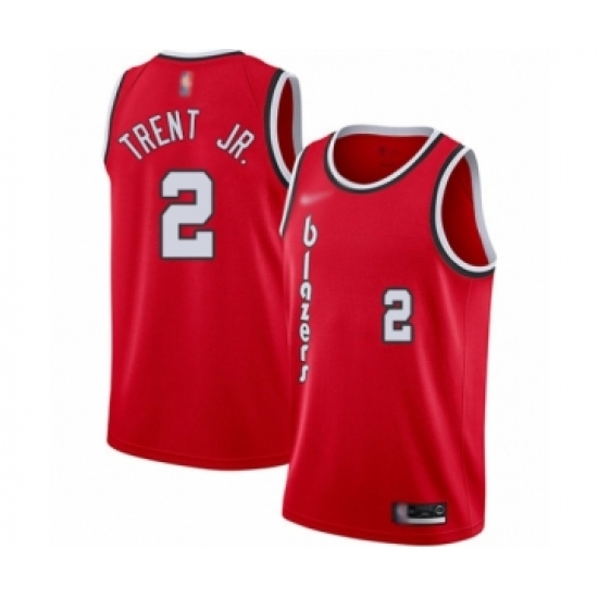 Men's Portland Trail Blazers #2 Gary Trent Jr. Authentic Red Hardwood Classics Basketball Jersey - Ujersey