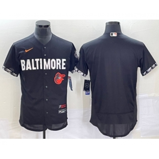 Men's Baltimore Orioles Blank Black 2023 City Connect Flex Base Stitched Jersey 1 - Ujersey