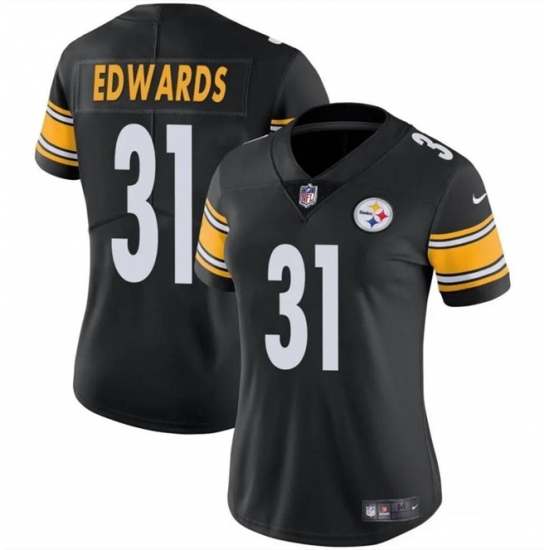 Women's Pittsburgh Steelers #31 Daijun Edwards 2024 Black Vapor Stitched Jersey(Run Small) - Ujersey
