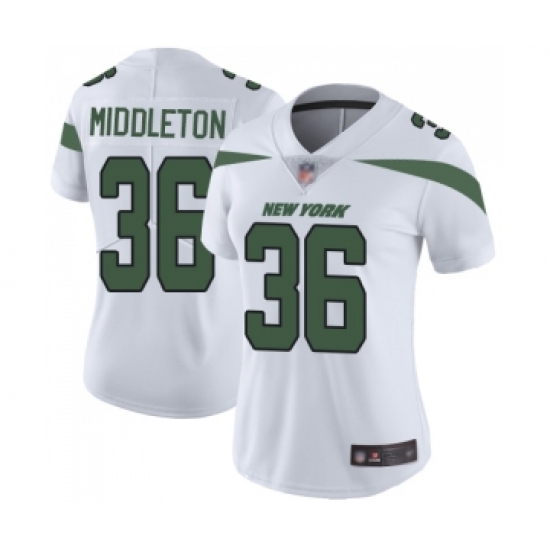 Women's New York Jets #36 Doug Middleton White Vapor Untouchable Limited Player Football Jersey - Ujersey